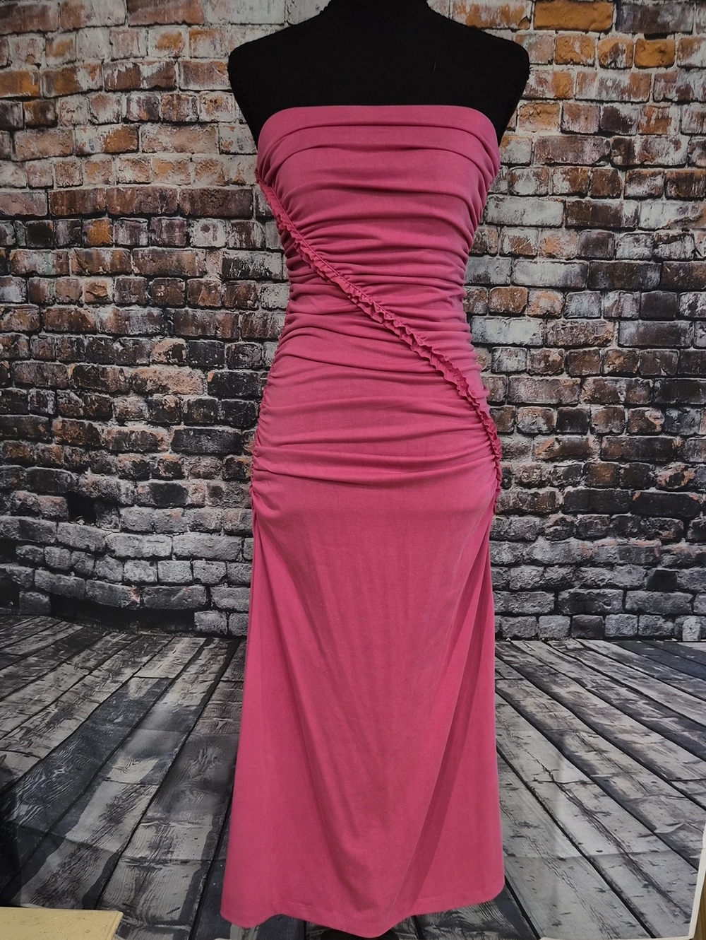 Anthropologie Strapless Ruched Maxi Dress in Rose